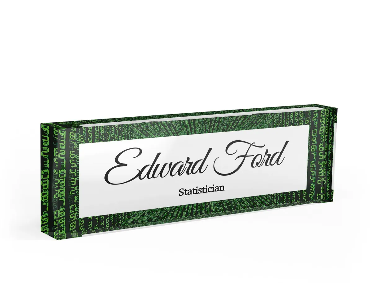 Matrix Code personalized desk name plate