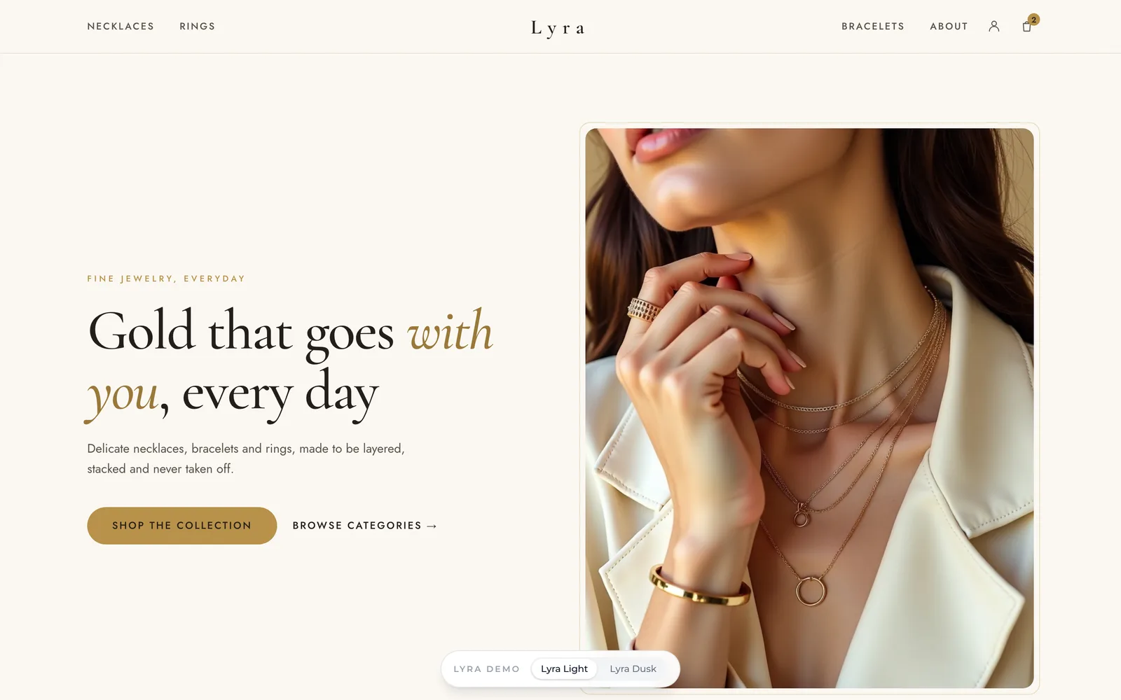 Lyra storefront theme for fine jewelry